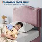 Struttura letto per bambini Acekool imbottita con testiera e cassetto portaoggetti, velluto