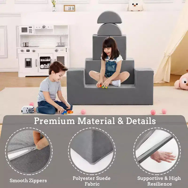 Divano Modulare per Bambini, Divano da Gioco in Schiuma per Bambini e Bambine con Cuscini Rimovibili, Divano Morbido Convertibile per Camera da Letto o Sala Giochi