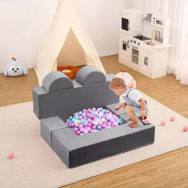 Divano Modulare per Bambini, Divano da Gioco in Schiuma per Bambini e Bambine con Cuscini Rimovibili, Divano Morbido Convertibile per Camera da Letto o Sala Giochi