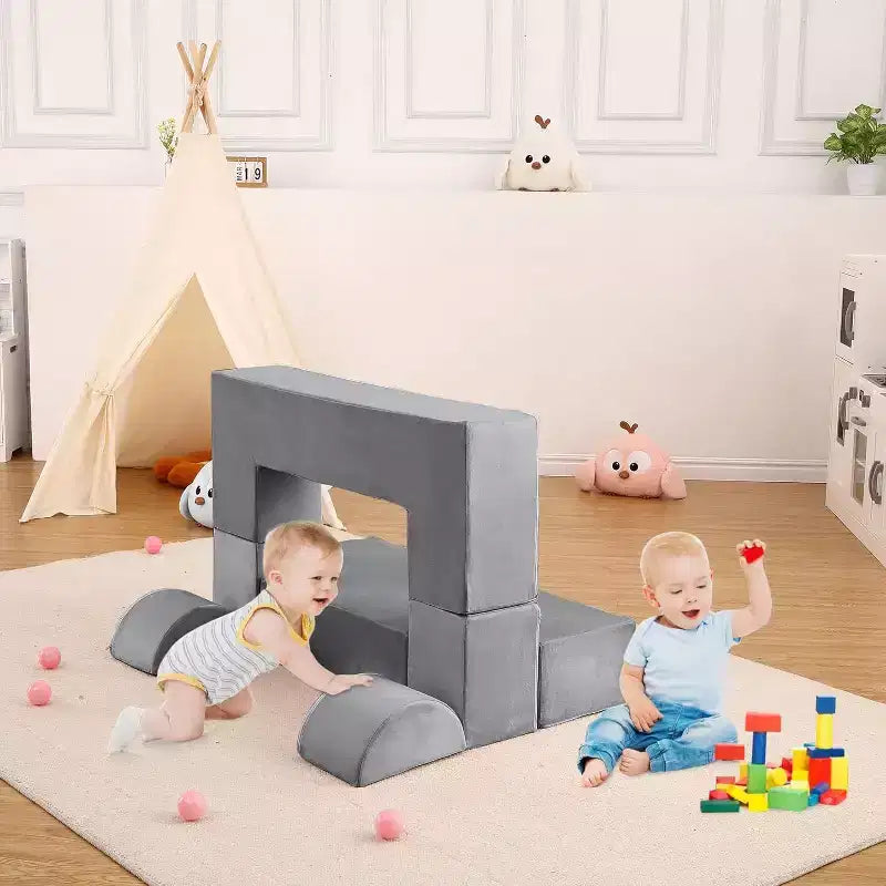 Divano Modulare per Bambini, Divano da Gioco in Schiuma per Bambini e Bambine con Cuscini Rimovibili, Divano Morbido Convertibile per Camera da Letto o Sala Giochi