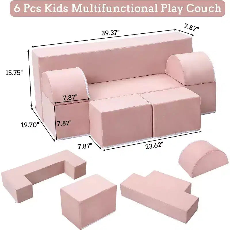 Divano Modulare per Bambini, Divano da Gioco in Schiuma per Bambini e Bambine con Cuscini Rimovibili, Divano Morbido Convertibile per Camera da Letto o Sala Giochi