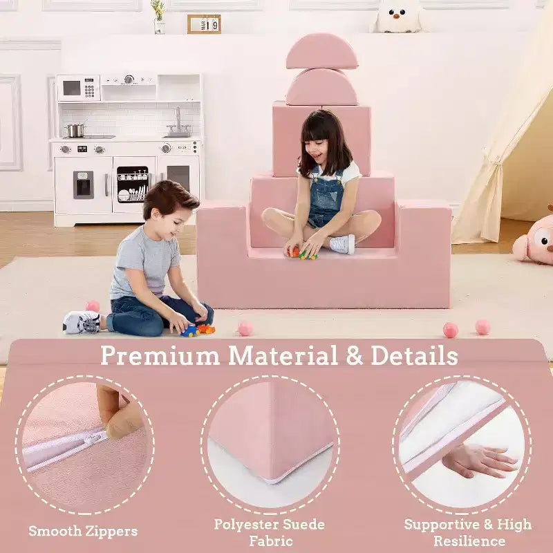Divano Modulare per Bambini, Divano da Gioco in Schiuma per Bambini e Bambine con Cuscini Rimovibili, Divano Morbido Convertibile per Camera da Letto o Sala Giochi