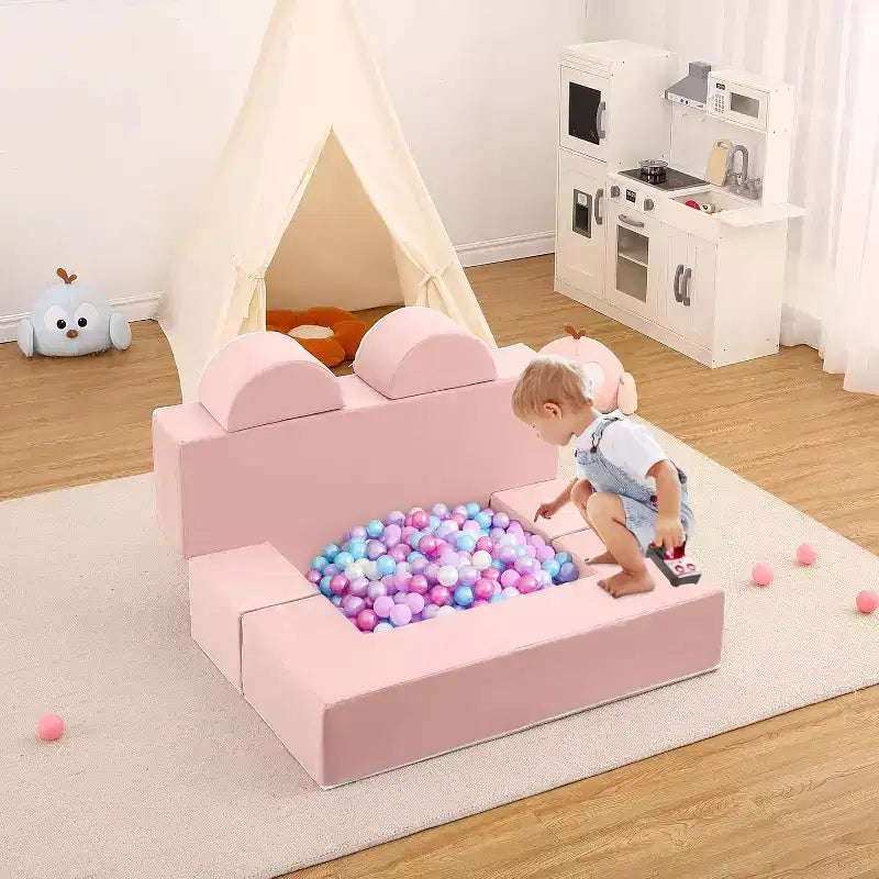 Divano Modulare per Bambini, Divano da Gioco in Schiuma per Bambini e Bambine con Cuscini Rimovibili, Divano Morbido Convertibile per Camera da Letto o Sala Giochi