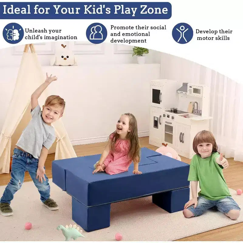 Divano Modulare per Bambini, Divano da Gioco in Schiuma per Bambini e Bambine con Cuscini Rimovibili, Divano Morbido Convertibile per Camera da Letto o Sala Giochi