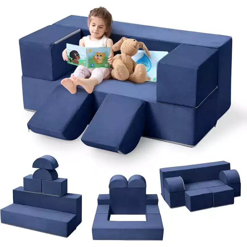 Divano Modulare per Bambini, Divano da Gioco in Schiuma per Bambini e Bambine con Cuscini Rimovibili, Divano Morbido Convertibile per Camera da Letto o Sala Giochi
