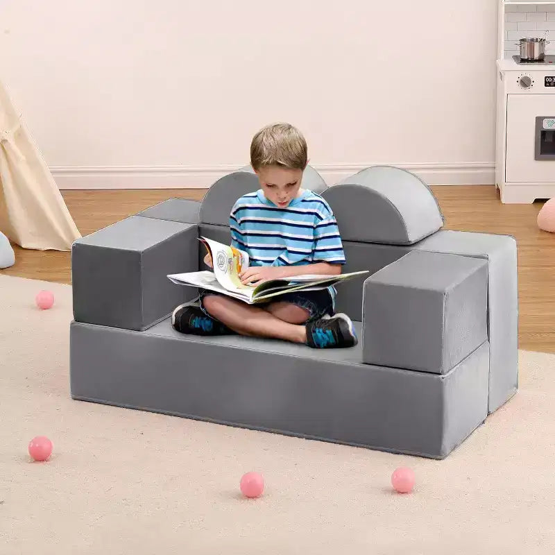Divano Modulare per Bambini, Divano da Gioco in Schiuma per Bambini e Bambine con Cuscini Rimovibili, Divano Morbido Convertibile per Camera da Letto o Sala Giochi
