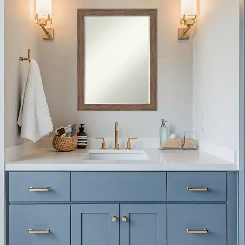 Specchio da Parete da Bagno Amanti Art Pia Marrone Medio Stretto Smussato Piccolo 27.25 x 21.25 pollici