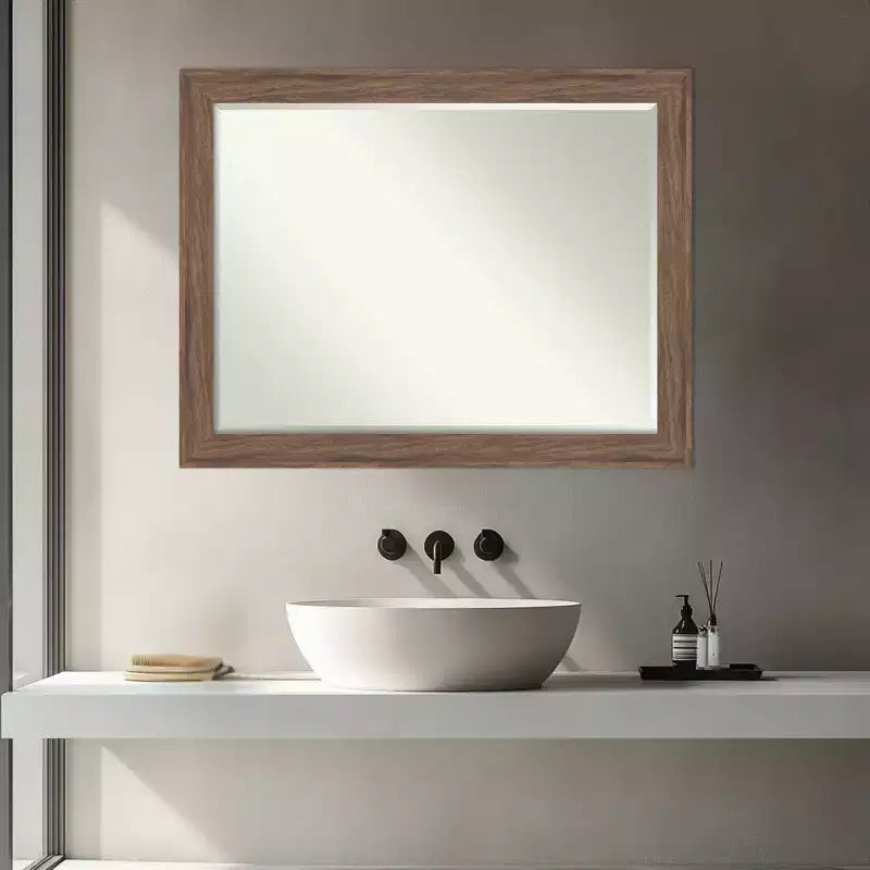 Specchio da Parete da Bagno Amanti Art Pia Marrone Medio Stretto Smussato Piccolo 27.25 x 21.25 pollici