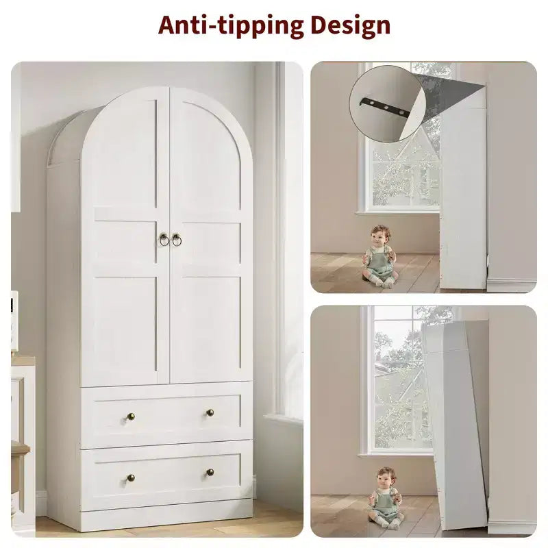 Dispensa da Cucina, Mobile Dispensa Alto 72 Pollici con Arco, Armadietto Multiuso in Legno Stile Rustico con Cassetti, Armadio Moderno Stile Fattoria