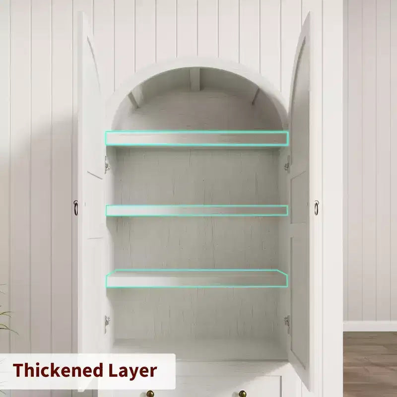Dispensa da Cucina, Mobile Dispensa Alto 72 Pollici con Arco, Armadietto Multiuso in Legno Stile Rustico con Cassetti, Armadio Moderno Stile Fattoria
