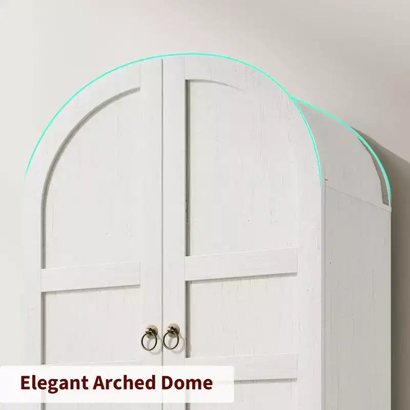 Dispensa da Cucina, Mobile Dispensa Alto 72 Pollici con Arco, Armadietto Multiuso in Legno Stile Rustico con Cassetti, Armadio Moderno Stile Fattoria