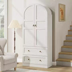 Dispensa da Cucina, Mobile Dispensa Alto 72 Pollici con Arco, Armadietto Multiuso in Legno Stile Rustico con Cassetti, Armadio Moderno Stile Fattoria