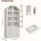 Dispensa da Cucina, Mobile Dispensa Alto 72 Pollici con Arco, Armadietto Multiuso in Legno Stile Rustico con Cassetti, Armadio Moderno Stile Fattoria
