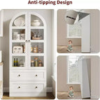 Dispensa da Cucina, Mobile Dispensa Alto 72 Pollici con Arco, Armadietto Multiuso in Legno Stile Rustico con Cassetti, Armadio Moderno Stile Fattoria