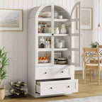 Dispensa da Cucina, Mobile Dispensa Alto 72 Pollici con Arco, Armadietto Multiuso in Legno Stile Rustico con Cassetti, Armadio Moderno Stile Fattoria