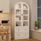 Dispensa da Cucina, Mobile Dispensa Alto 72 Pollici con Arco, Armadietto Multiuso in Legno Stile Rustico con Cassetti, Armadio Moderno Stile Fattoria