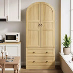 Dispensa da Cucina, Mobile Dispensa Alto 72 Pollici con Arco, Armadietto Multiuso in Legno Stile Rustico con Cassetti, Armadio Moderno Stile Fattoria
