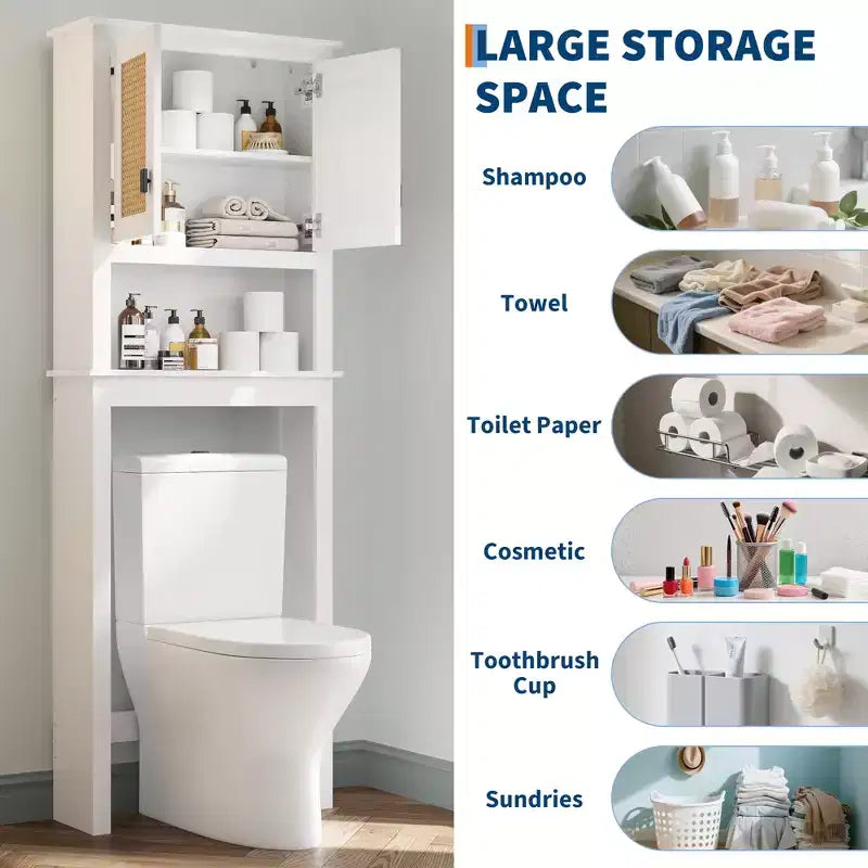 Mobiletto portaoggetti sopra il WC, organizer da bagno in stile rustico per WC, mobiletto portaoggetti in legno sopra il WC autoportante con ripiano regolabile