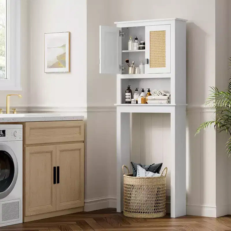 Mobiletto portaoggetti sopra il WC, organizer da bagno in stile rustico per WC, mobiletto portaoggetti in legno sopra il WC autoportante con ripiano regolabile