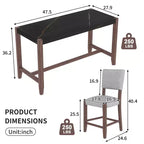 Bellemave Set da Pranzo 5 Pezzi, Tavolo Alto con Piano in Finto Marmo e 4 Sedie Imbottite, per Sala da Pranzo, Cucina