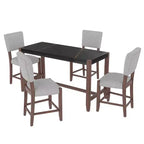 Bellemave Set da Pranzo 5 Pezzi, Tavolo Alto con Piano in Finto Marmo e 4 Sedie Imbottite, per Sala da Pranzo, Cucina