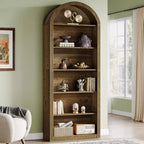 Lantine Libreria ad arco a 6 ripiani, libreria alta 196 cm, scaffale a giorno da pavimento per soggiorno, ufficio domestico