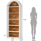 Lantine Libreria ad arco a 6 ripiani, libreria alta 196 cm, scaffale a giorno da pavimento per soggiorno, ufficio domestico