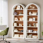 Lantine Libreria ad arco a 6 ripiani, libreria alta 196 cm, scaffale a giorno da pavimento per soggiorno, ufficio domestico