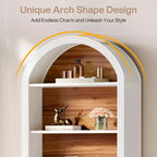 Lantine Libreria ad arco a 6 ripiani, libreria alta 196 cm, scaffale a giorno da pavimento per soggiorno, ufficio domestico
