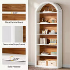 Lantine Libreria ad arco a 6 ripiani, libreria alta 196 cm, scaffale a giorno da pavimento per soggiorno, ufficio domestico