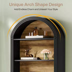 Lantine Libreria ad arco a 6 ripiani, libreria alta 196 cm, scaffale a giorno da pavimento per soggiorno, ufficio domestico