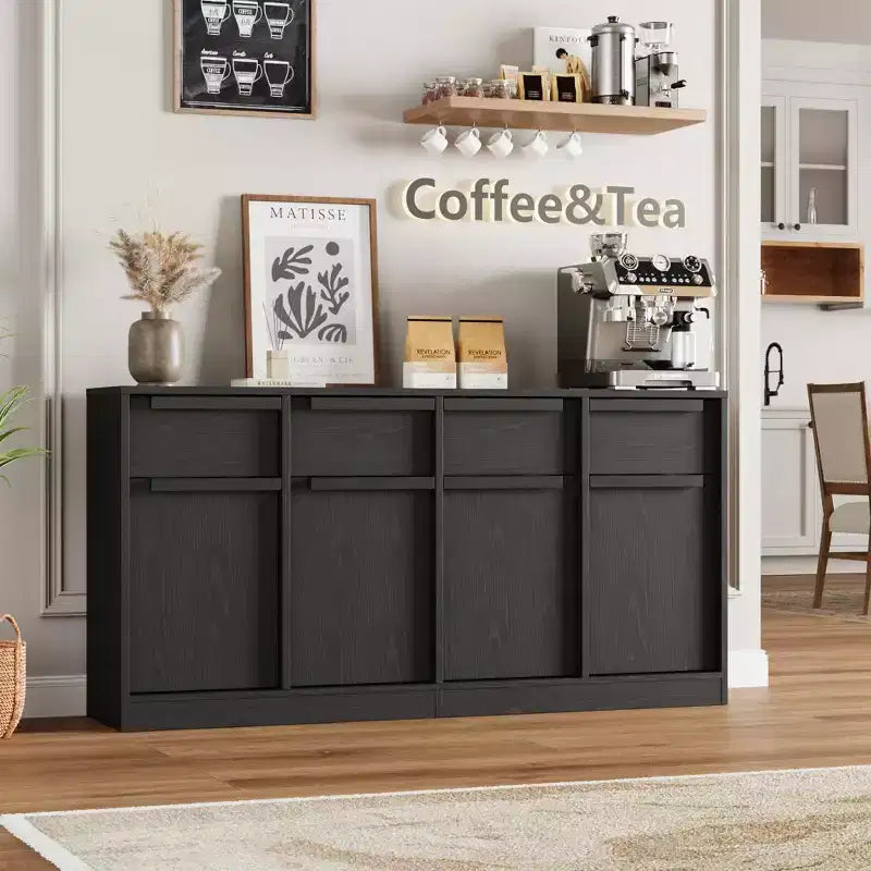 Credenza Buffet con 2/4 Cassetti, Mobile da Caffè Grande 31.5/62 con Contenitore, Tavolo Buffet Moderno per Cucina e Sala da Pranzo