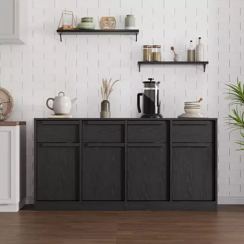 Credenza Buffet con 2/4 Cassetti, Mobile da Caffè Grande 31.5/62 con Contenitore, Tavolo Buffet Moderno per Cucina e Sala da Pranzo