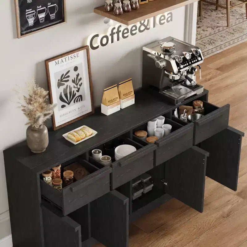 Credenza Buffet con 2/4 Cassetti, Mobile da Caffè Grande 31.5/62 con Contenitore, Tavolo Buffet Moderno per Cucina e Sala da Pranzo