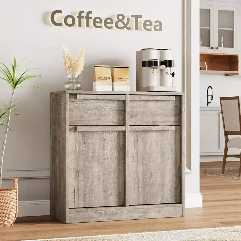 Credenza Buffet con 2/4 Cassetti, Mobile da Caffè Grande 31.5/62 con Contenitore, Tavolo Buffet Moderno per Cucina e Sala da Pranzo