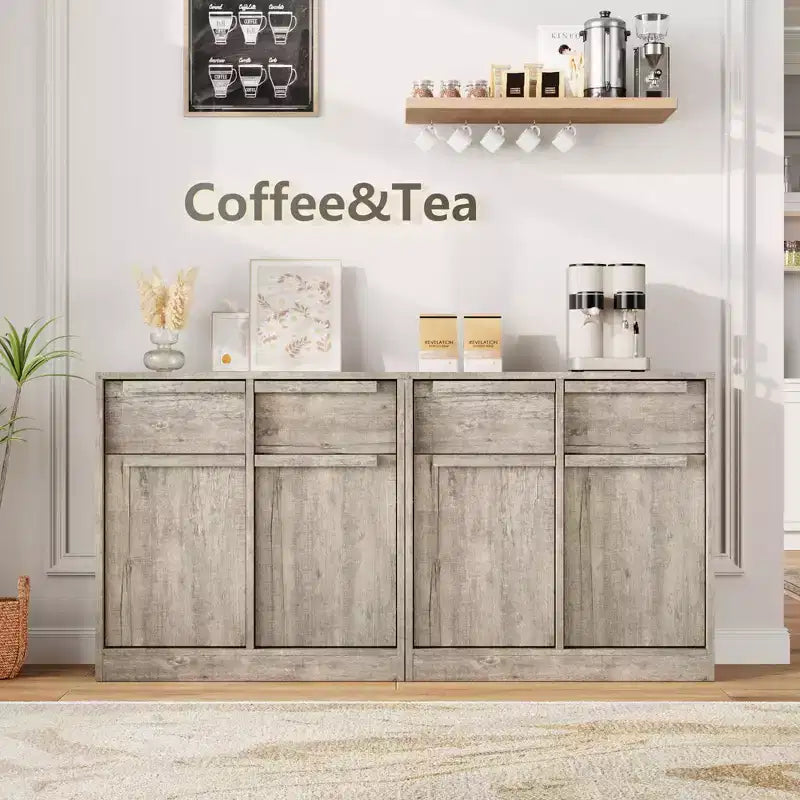 Credenza Buffet con 2/4 Cassetti, Mobile da Caffè Grande 31.5/62 con Contenitore, Tavolo Buffet Moderno per Cucina e Sala da Pranzo