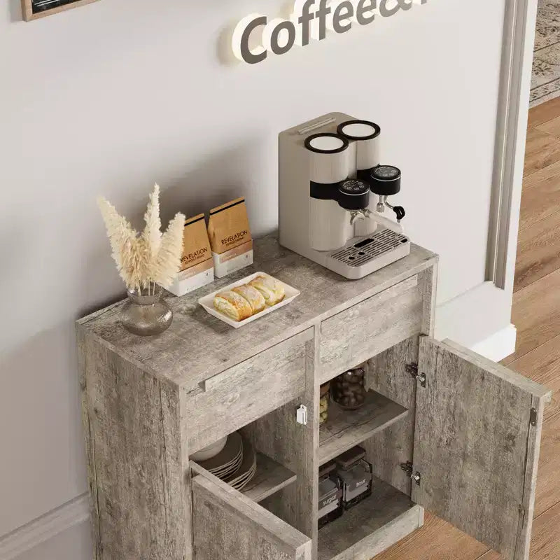 Credenza Buffet con 2/4 Cassetti, Mobile da Caffè Grande 31.5/62 con Contenitore, Tavolo Buffet Moderno per Cucina e Sala da Pranzo