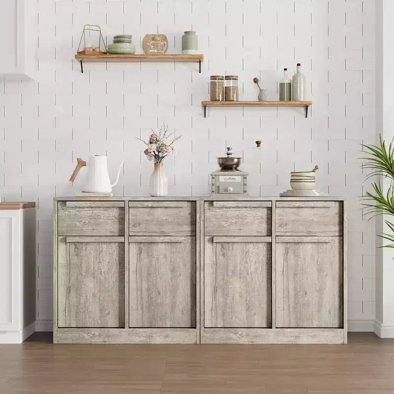 Credenza Buffet con 2/4 Cassetti, Mobile da Caffè Grande 31.5/62 con Contenitore, Tavolo Buffet Moderno per Cucina e Sala da Pranzo