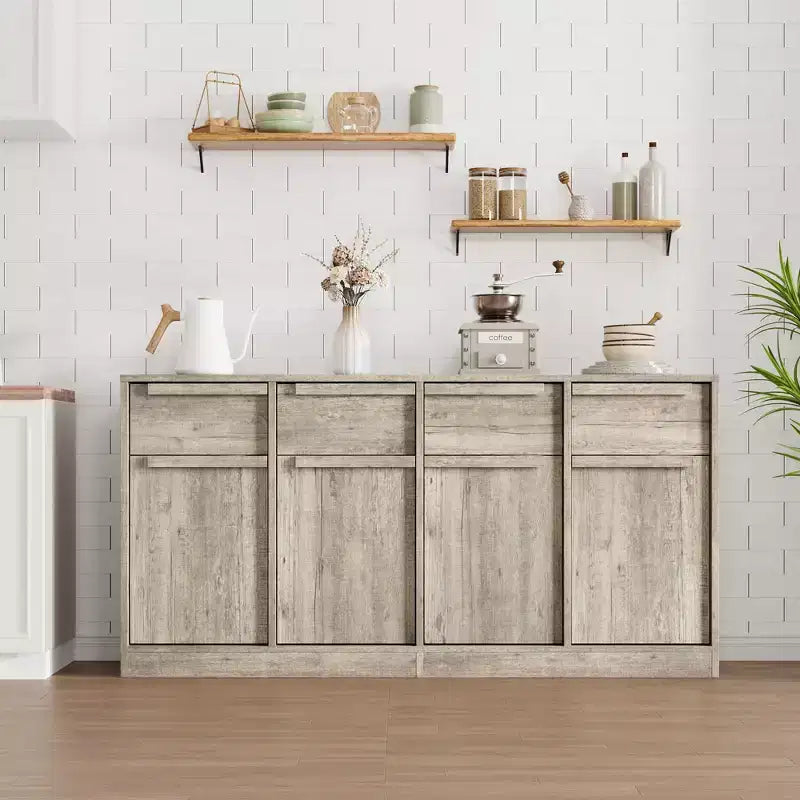 Credenza Buffet con 2/4 Cassetti, Mobile da Caffè Grande 31.5/62 con Contenitore, Tavolo Buffet Moderno per Cucina e Sala da Pranzo