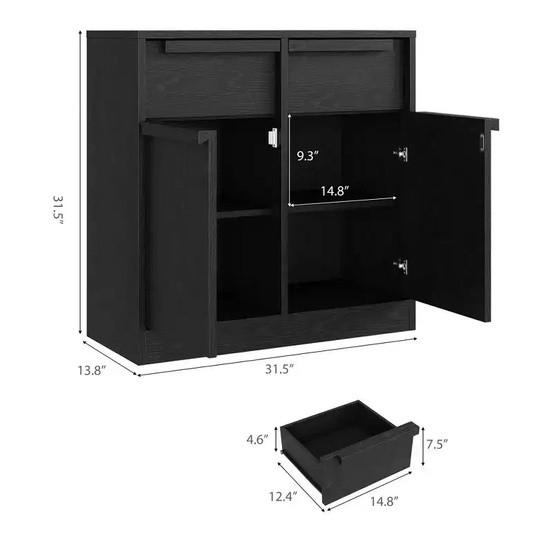 Credenza Buffet con 2/4 Cassetti, Mobile da Caffè Grande 31.5/62 con Contenitore, Tavolo Buffet Moderno per Cucina e Sala da Pranzo