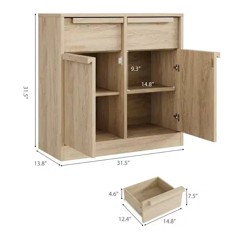 Credenza Buffet con 2/4 Cassetti, Mobile da Caffè Grande 31.5/62 con Contenitore, Tavolo Buffet Moderno per Cucina e Sala da Pranzo