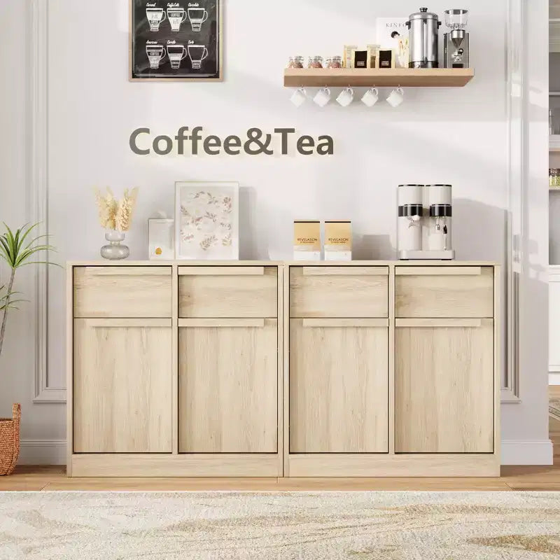 Credenza Buffet con 2/4 Cassetti, Mobile da Caffè Grande 31.5/62 con Contenitore, Tavolo Buffet Moderno per Cucina e Sala da Pranzo