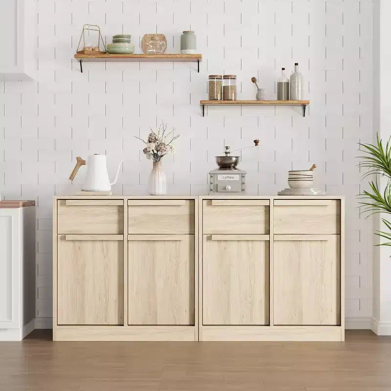 Credenza Buffet con 2/4 Cassetti, Mobile da Caffè Grande 31.5/62 con Contenitore, Tavolo Buffet Moderno per Cucina e Sala da Pranzo
