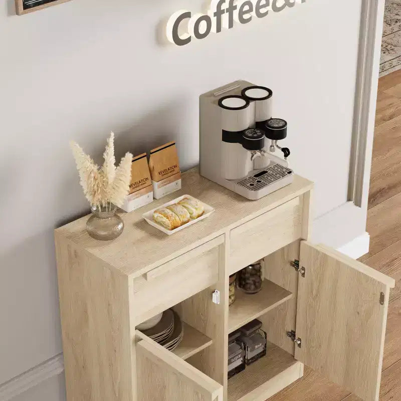 Credenza Buffet con 2/4 Cassetti, Mobile da Caffè Grande 31.5/62 con Contenitore, Tavolo Buffet Moderno per Cucina e Sala da Pranzo