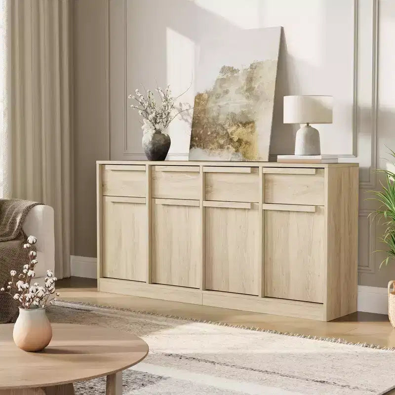 Credenza Buffet con 2/4 Cassetti, Mobile da Caffè Grande 31.5/62 con Contenitore, Tavolo Buffet Moderno per Cucina e Sala da Pranzo