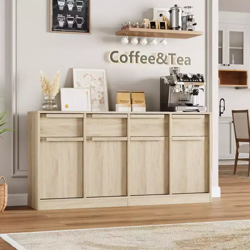Credenza Buffet con 2/4 Cassetti, Mobile da Caffè Grande 31.5/62 con Contenitore, Tavolo Buffet Moderno per Cucina e Sala da Pranzo