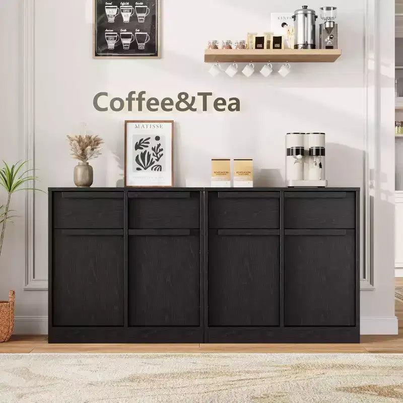 Credenza Buffet con 2/4 Cassetti, Mobile da Caffè Grande 31.5/62 con Contenitore, Tavolo Buffet Moderno per Cucina e Sala da Pranzo