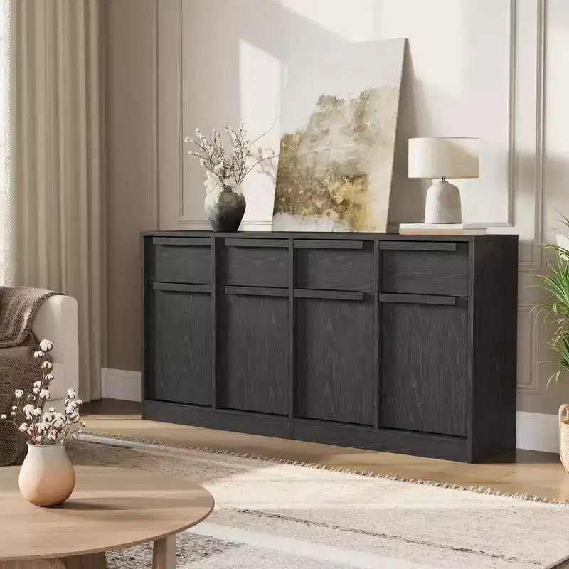 Credenza Buffet con 2/4 Cassetti, Mobile da Caffè Grande 31.5/62 con Contenitore, Tavolo Buffet Moderno per Cucina e Sala da Pranzo