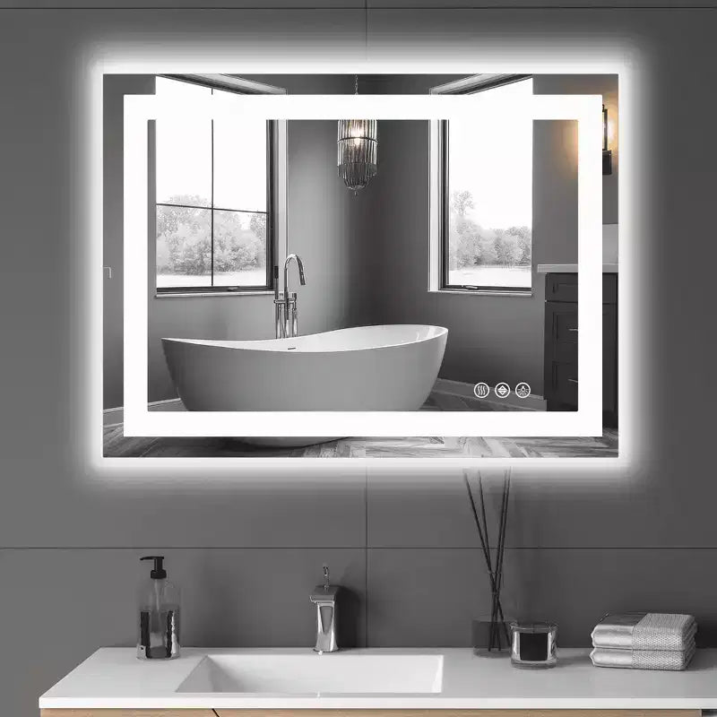 Specchio da bagno antiappannamento MAYEERTY con doppia sorgente e tre modalità