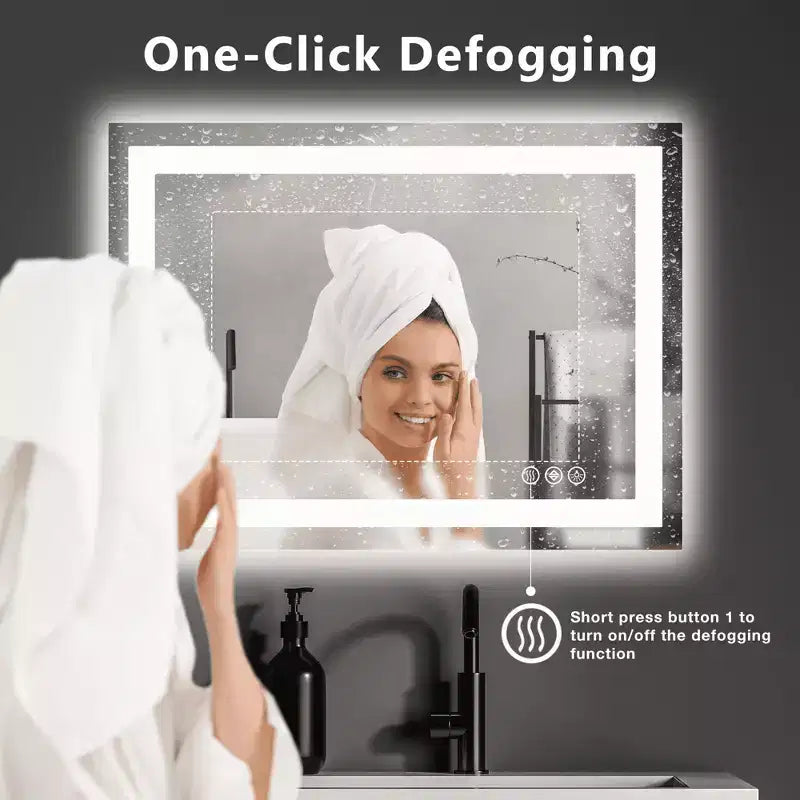 Specchio da bagno antiappannamento MAYEERTY con doppia sorgente e tre modalità